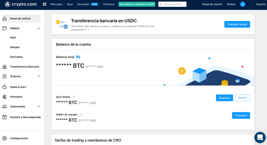 Interfaz de cripto.com