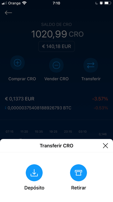 tranferir dinero al exchange desde la app crypto com